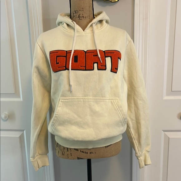 Tops - Cream Hoodie with Orange Accents